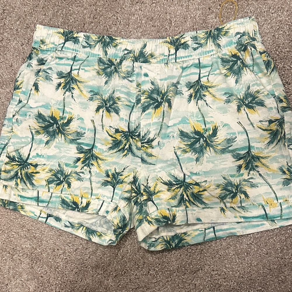 Old Navy Tropical Palm Tree Print Linen Blend Women's Shorts